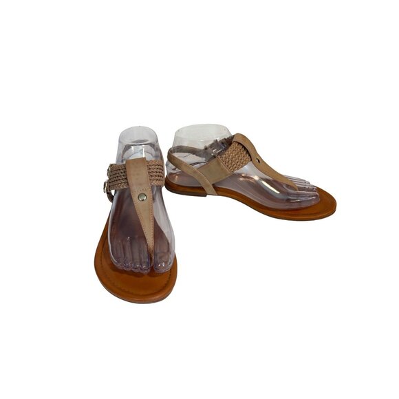 MIA Ivelise Women's 7.5 Tan Braided Thong Sandals with Double Buckle Strap - Picture 3 of 11